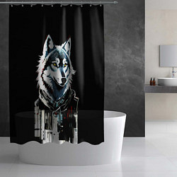 Шторка для душа Волк - графика, цвет: 3D-принт — фото 2