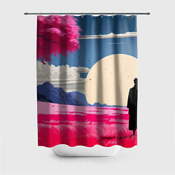 Шторка для ванной Самурай в поле на закате