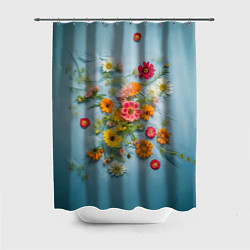 Шторка для душа Букет полевых цветов на ткани, цвет: 3D-принт