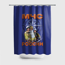 Шторка для душа МЧС России - спасатели, цвет: 3D-принт