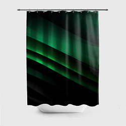 Шторка для душа Черно зеленые полосы, цвет: 3D-принт