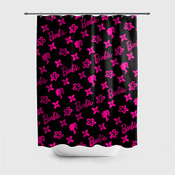 Шторка для душа Барби паттерн черно-розовый, цвет: 3D-принт