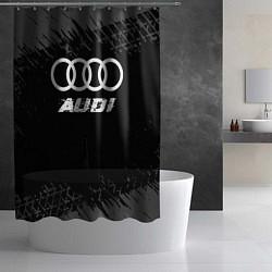 Шторка для душа Audi speed на темном фоне со следами шин, цвет: 3D-принт — фото 2