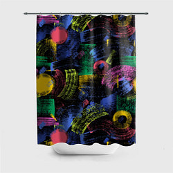 Шторка для душа Яркие абстрактые формы с текстурой, цвет: 3D-принт