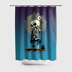 Шторка для душа Funny skeleton - neural network - halloween, цвет: 3D-принт