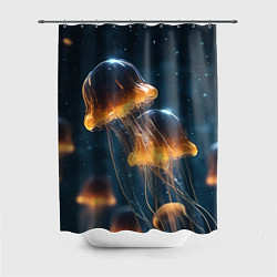 Шторка для душа Люминисцентные медузы, цвет: 3D-принт