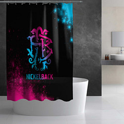 Шторка для душа Nickelback - neon gradient, цвет: 3D-принт — фото 2