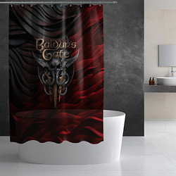 Шторка для душа Baldurs Gate 3 logo dark red black, цвет: 3D-принт — фото 2