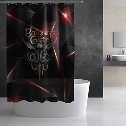 Шторка для душа Baldurs Gate 3 logo black red, цвет: 3D-принт — фото 2