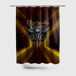 Шторка для душа Baldurs Gate 3 logo black gold, цвет: 3D-принт