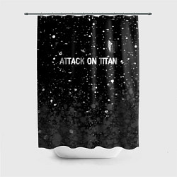 Шторка для душа Attack on Titan glitch на темном фоне: символ свер, цвет: 3D-принт