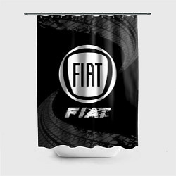 Шторка для душа Fiat speed на темном фоне со следами шин, цвет: 3D-принт