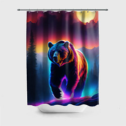 Шторка для душа Люминесцентный медведь гризли, цвет: 3D-принт