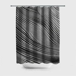 Шторка для душа Черно-белые полосы абстракция, цвет: 3D-принт