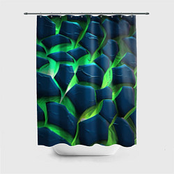 Шторка для душа Разломленные зеленые плиты, цвет: 3D-принт