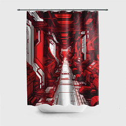 Шторка для душа Красная комната киберпанк, цвет: 3D-принт