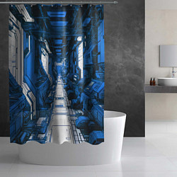 Шторка для душа Синяя комната киберпанк, цвет: 3D-принт — фото 2