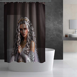 Шторка для душа Девушка с пепельно-серыми вьющимися волосами, цвет: 3D-принт — фото 2