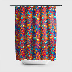 Шторка для душа Разноцветные пузырики узор, цвет: 3D-принт