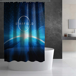 Шторка для душа Logo Starfield space, цвет: 3D-принт — фото 2