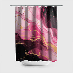Шторка для душа Абстрактный черно-розовый мраморный узор, цвет: 3D-принт