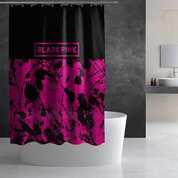 Шторка для душа Black pink - emblem - pattern - music, цвет: 3D-принт — фото 2