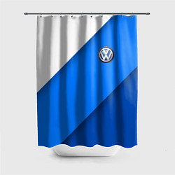 Шторка для душа Volkswagen - голубые линии, цвет: 3D-принт