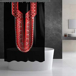 Шторка для душа Красный орнамент в руском стиле, цвет: 3D-принт — фото 2