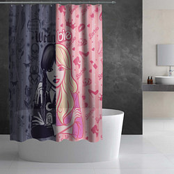 Шторка для душа Барби и Уэнсдей - мои две личности: в стиле тату, цвет: 3D-принт — фото 2