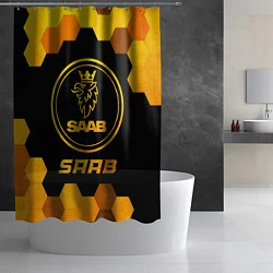 Шторка для душа Saab - gold gradient, цвет: 3D-принт — фото 2