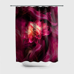 Шторка для душа Розовый цветок в огне - нейросеть, цвет: 3D-принт