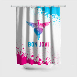 Шторка для душа Bon Jovi neon gradient style, цвет: 3D-принт