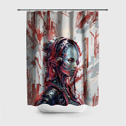 Шторка для душа Стальная девушка-андроид, цвет: 3D-принт