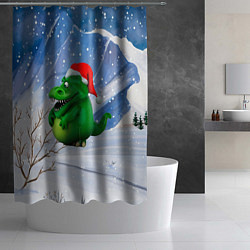 Шторка для душа Толстый дракон на снежном фоне, цвет: 3D-принт — фото 2