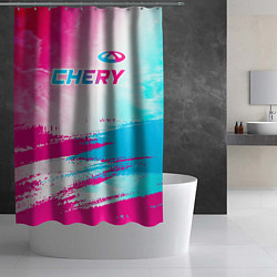 Шторка для душа Chery neon gradient style: символ сверху, цвет: 3D-принт — фото 2