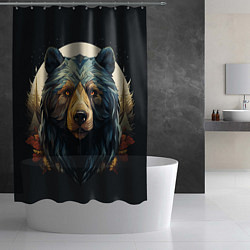 Шторка для душа Арт осенний медведь, цвет: 3D-принт — фото 2