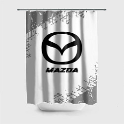 Шторка для душа Mazda speed на светлом фоне со следами шин, цвет: 3D-принт