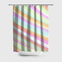 Шторка для душа Бледные полосы розово-зелёный, цвет: 3D-принт