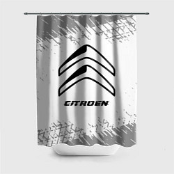 Шторка для душа Citroen speed на светлом фоне со следами шин, цвет: 3D-принт