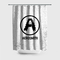 Шторка для душа Aerosmith glitch на светлом фоне, цвет: 3D-принт