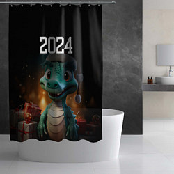 Шторка для душа Новый год 2024 символ года, цвет: 3D-принт — фото 2