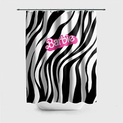 Шторка для душа Ретро Барби - паттерн полосок зебры, цвет: 3D-принт