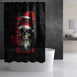 Шторка для душа Рождественская с черепом деда мороза, цвет: 3D-принт — фото 2