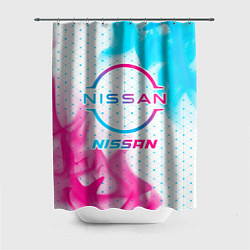 Шторка для душа Nissan neon gradient style, цвет: 3D-принт