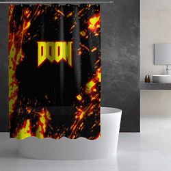 Шторка для душа Doom огненный марс, цвет: 3D-принт — фото 2