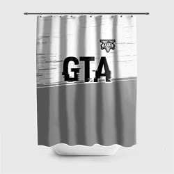 Шторка для душа GTA glitch на светлом фоне посередине, цвет: 3D-принт