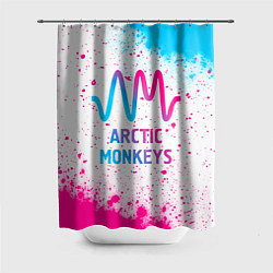 Шторка для душа Arctic Monkeys neon gradient style, цвет: 3D-принт