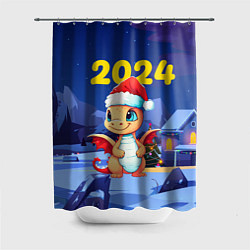 Шторка для душа Новогодний дракон 2024, цвет: 3D-принт