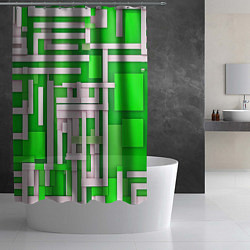 Шторка для душа Полосы на зелёном фоне, цвет: 3D-принт — фото 2