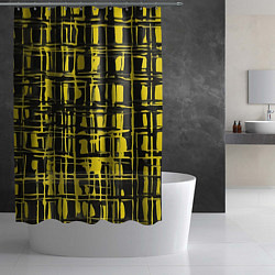 Шторка для душа Смазанная краска чёрная и жёлтая, цвет: 3D-принт — фото 2